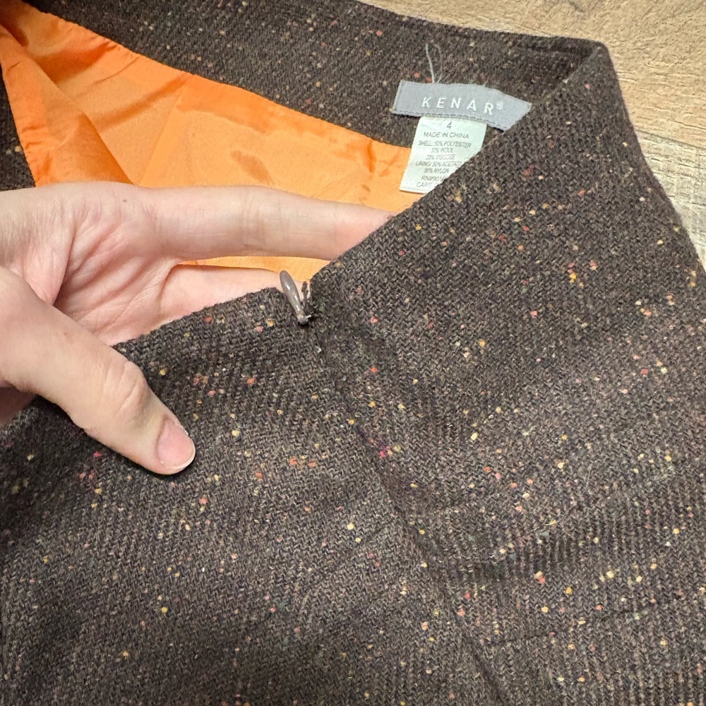 Kenar Wool Blend Tweed Speckled Texture Mini Skirt Size 4 - Picture 3 of 3